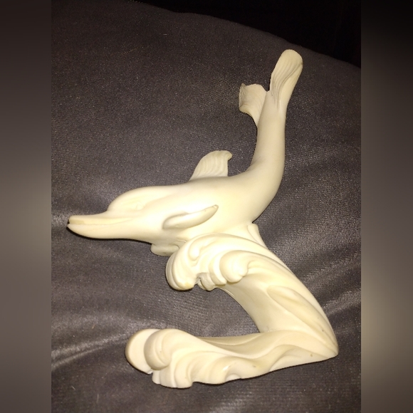 Alabaster Hand Crafted Dolphin 6X7 in. Tall. - Picture 2 of 3